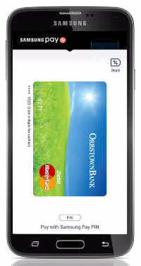 Orrstown Bank card on smartphone for Samsung Pay